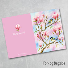 Kort med musvitter og magnolia