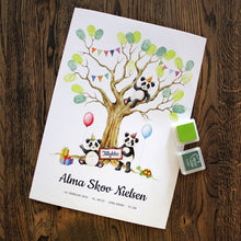 Fingeraftrykstræ med pandaer - fødselsdag