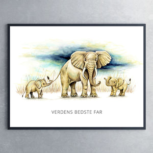 Plakat med elefanter til fars dag - Art by Mette Laustsen