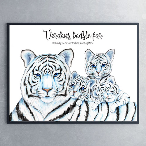 Plakat til far - tiger med unger