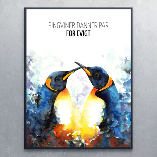 Citatplakat med pingviner - Art by Mette Laustsen