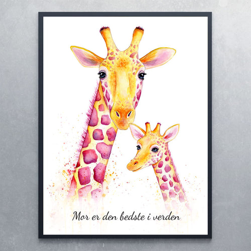 Citatplakat med giraffer til mors dag - Art by Mette Laustsen