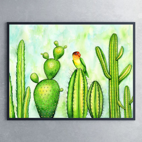 Plakat af kaktusser - Art by Mette Laustsen