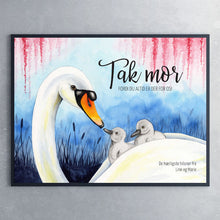 Plakat til mors dag med svaner