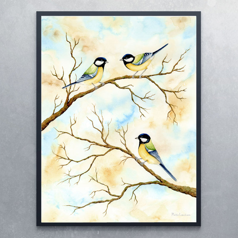 Plakat med fugle - Art by Mette Laustsen