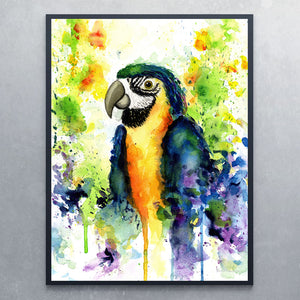 Plakat af papegøje - Art by Mette Laustsen