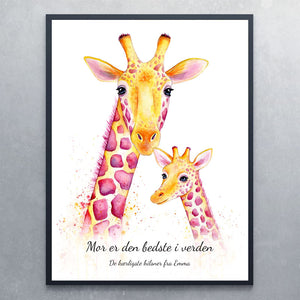 Citatplakat med giraffer til mors dag - Art by Mette Laustsen